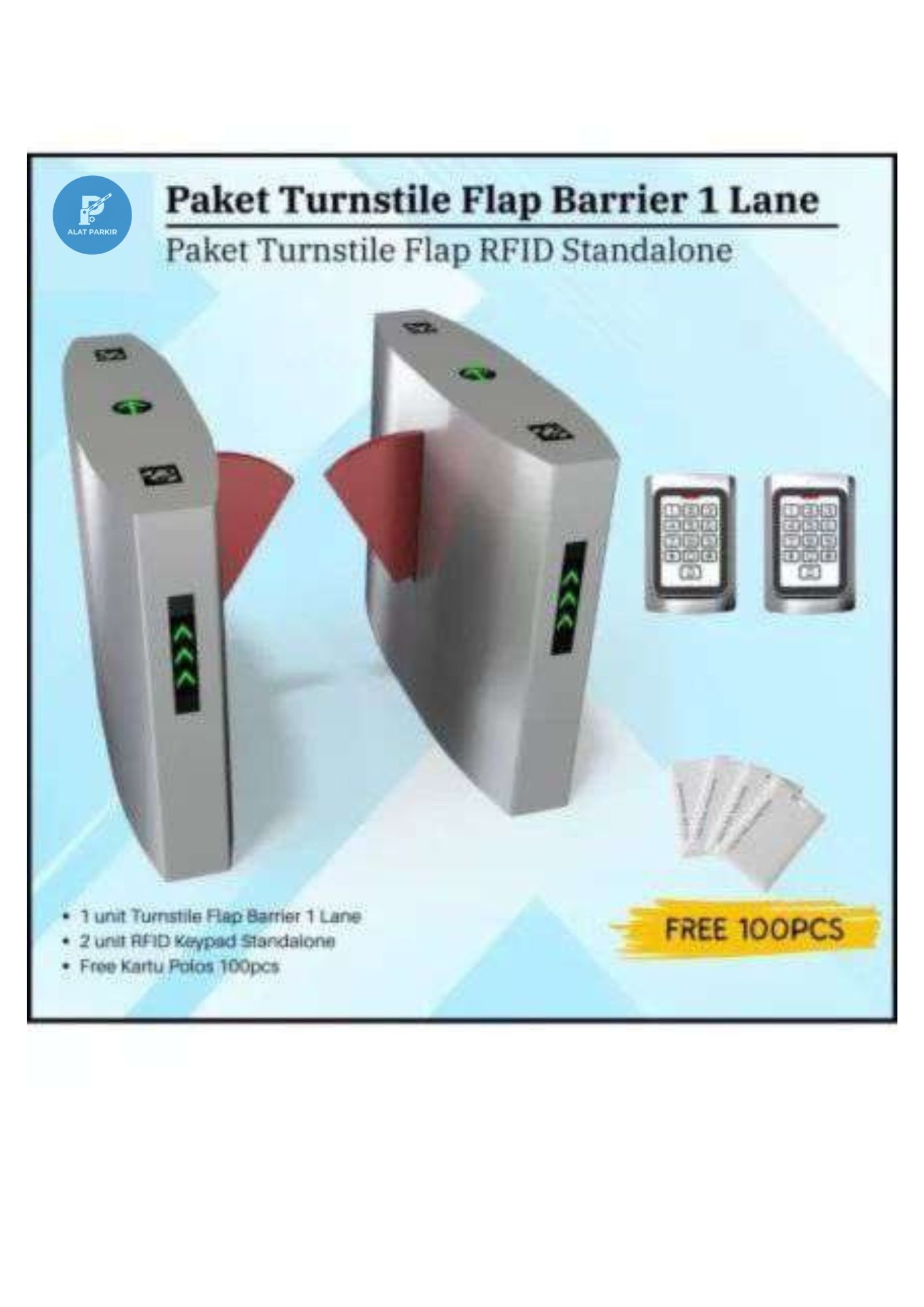 Paket Turnstile Flap Barrier RFID Standalone 1/2/3 Lane