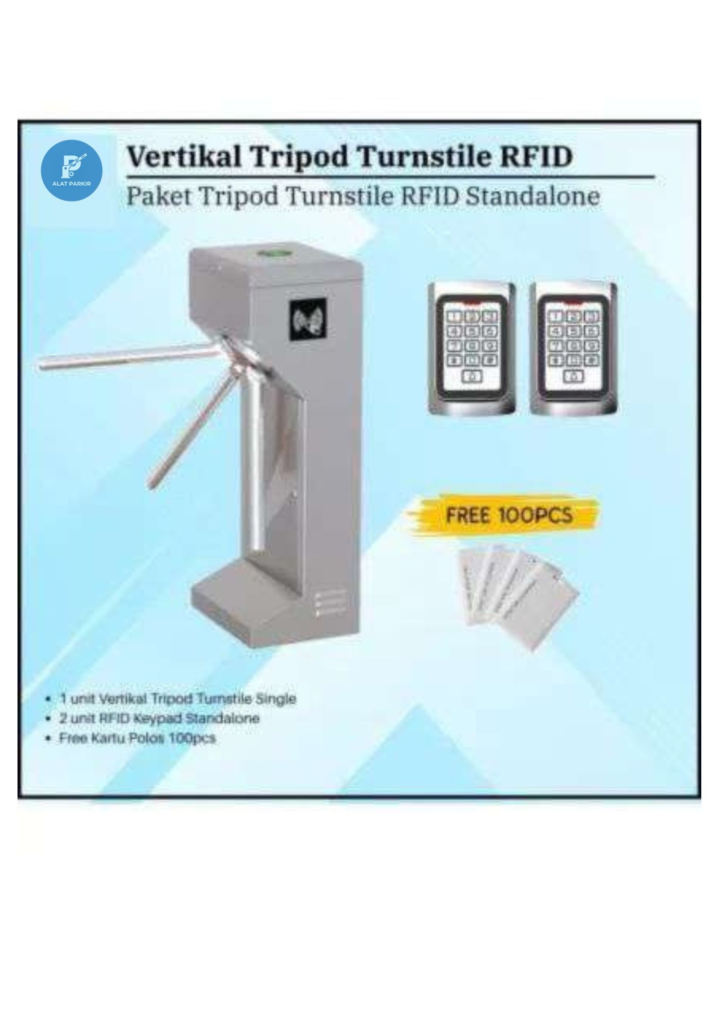 Paket Tripod Turnstile Vertikal Single RFID Standalone