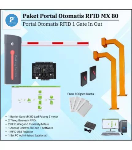 Paket Portal Otomatis 1 Gate In Out MX80 RFID Software