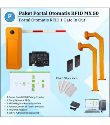 Paket Portal Otomatis 1 Gate In Out MX50 RFID Software