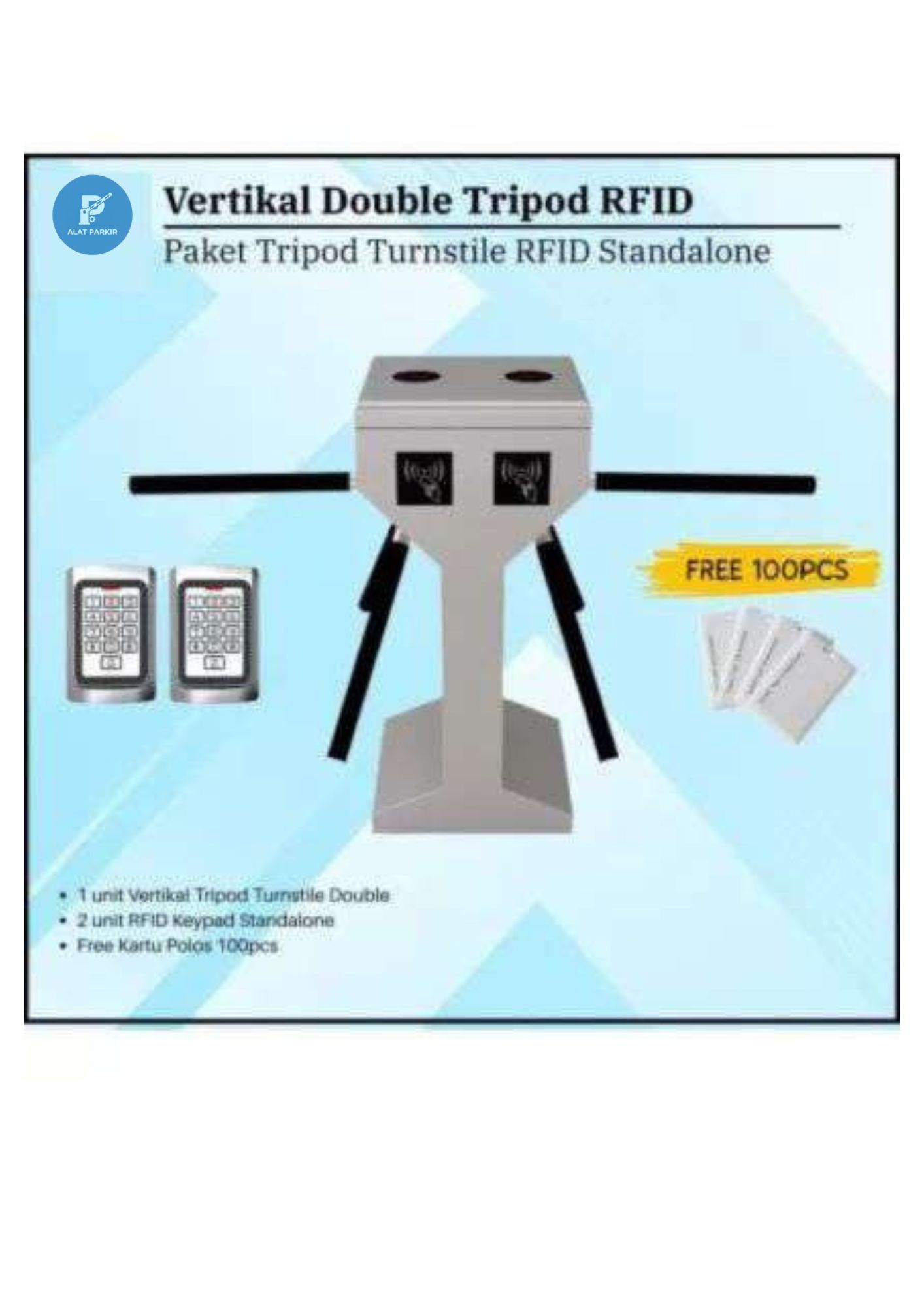 Paket Tripod Turnstile Vertikal Double RFID Standalone