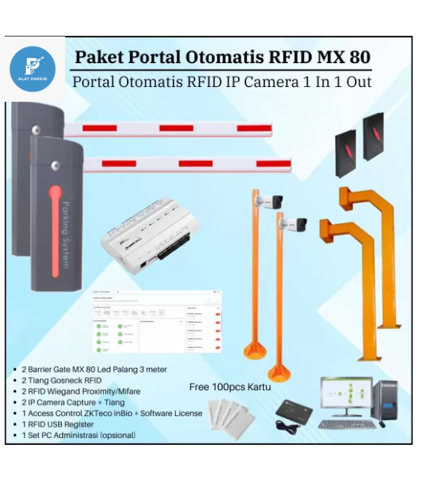 Paket Portal 1 In 1 Out MX80 LED RFID CCTV